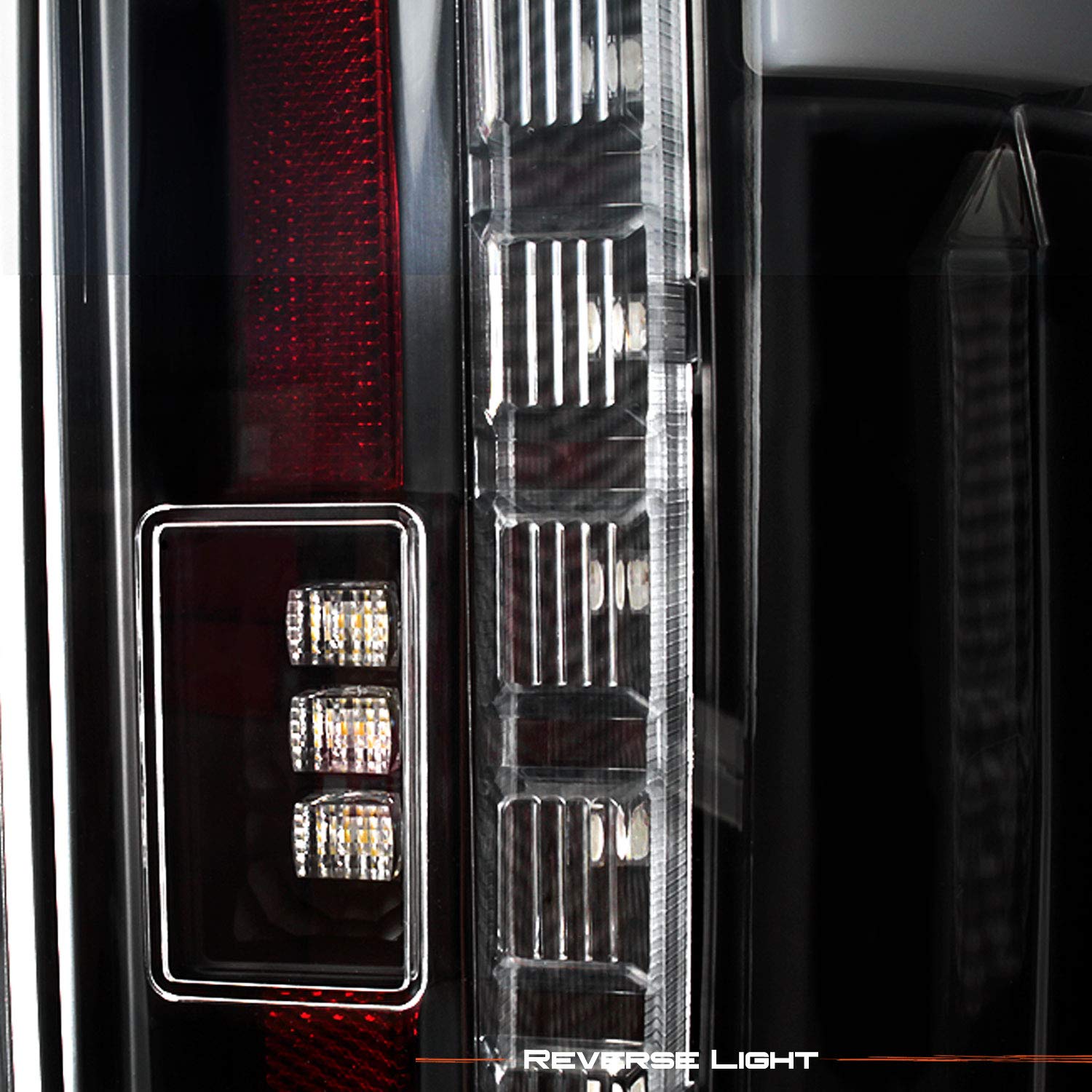 AKKON LED Tail Lights for 2017-2019 Ford F250 F350 F450 Super Duty - Black Stripe Tube Style with Blind Spot Monitor (Left+Right Pair) - Enhanced Visibility & Safety for Night Driving & Off-Road Adventures
