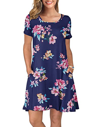 Pink Flower Navy Blue