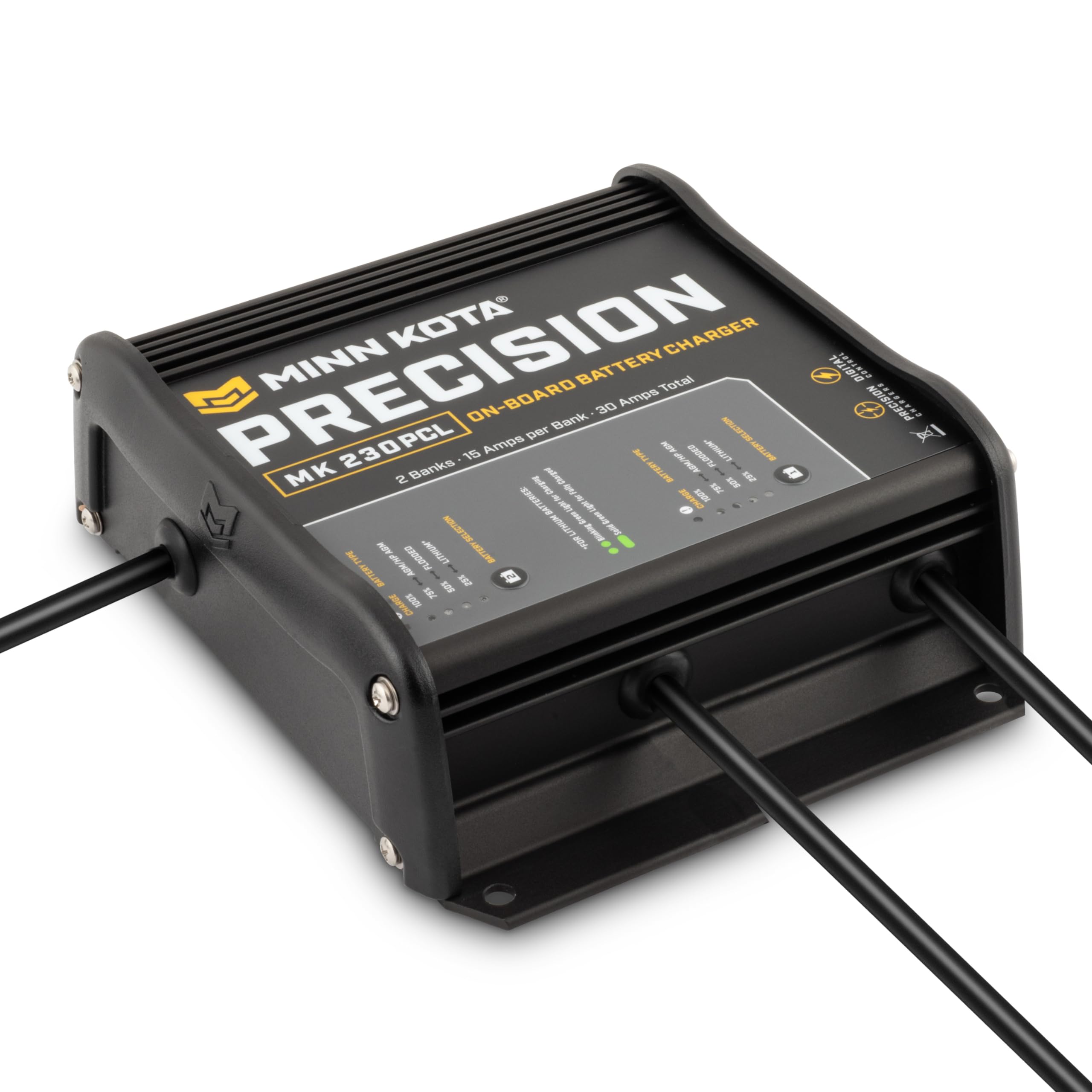 Minn Kota Precision Charger MK 230 PCL - 2 Bank 15 Amp Marine Battery Charger for Boats, RVs & Watercraft | Fast Charging & Waterproof Design