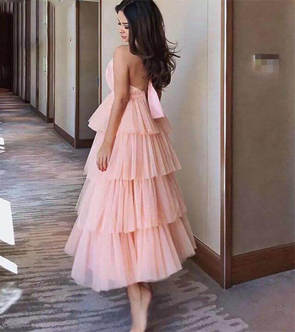 Elegant Women's Halter Homecoming Dress Tiered Tulle Prom Gown A-Line Evening Party Dress for Formal Events & Special Occasions
