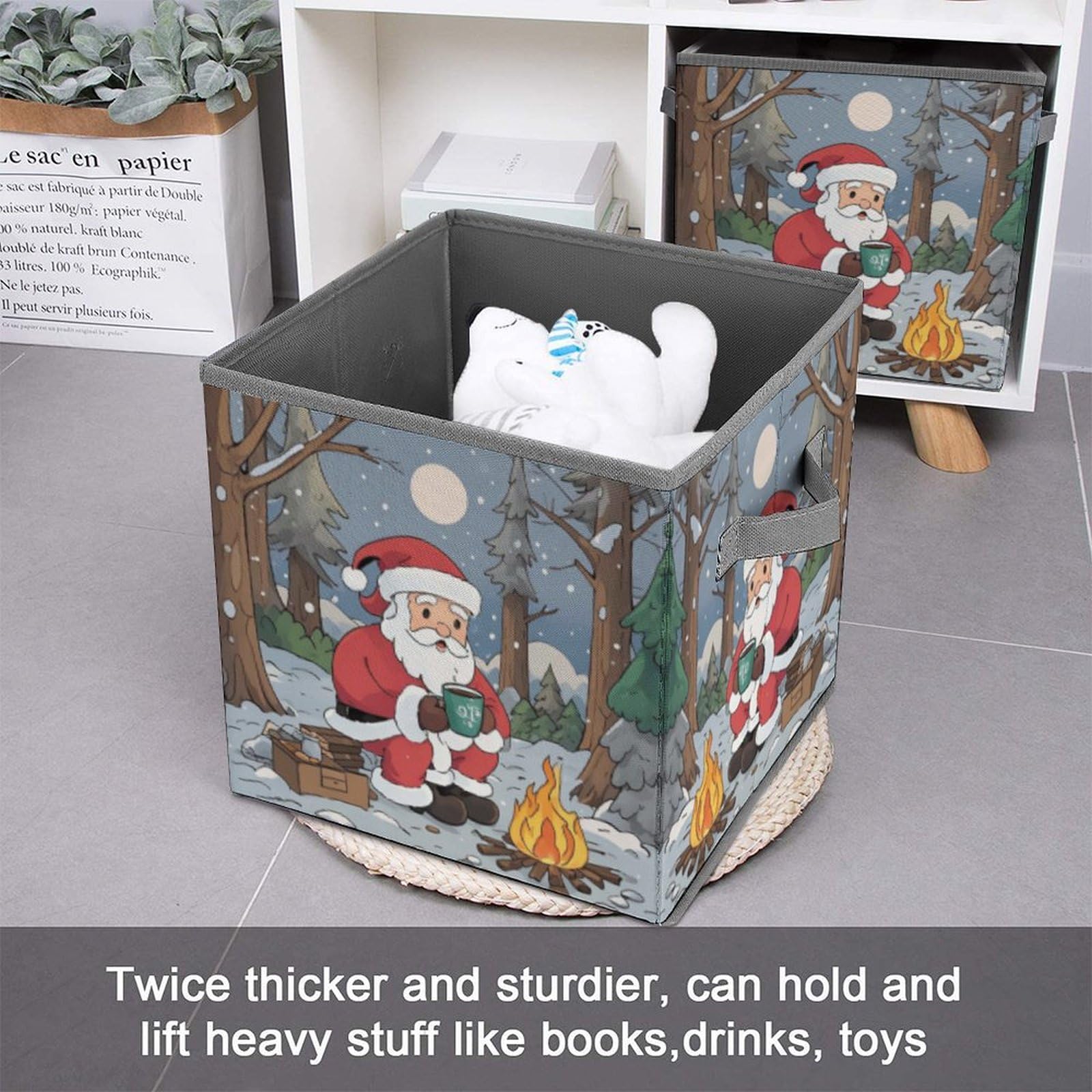 Foldable Storage Bins with Dual Handles - Printed Collapsible Storage Box for Closet, Bedroom, Office & Outdoor Camping | Space-Saving Organizer for Clothes, Toys & Home Essentials