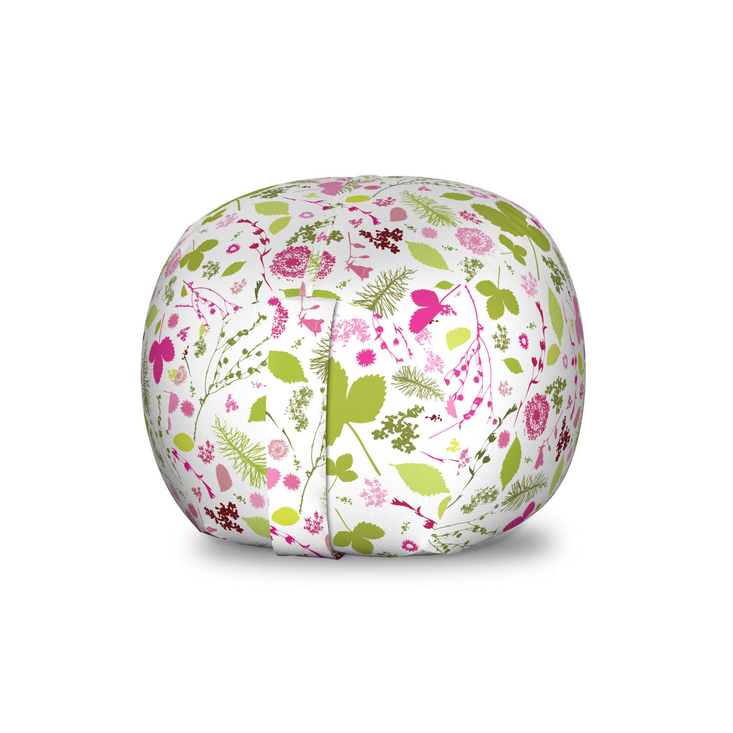 Ambesonne Floral Toy Storage Bag Chair - Washable Stuffed Animal Organizer with Botanical Spring Design, Multicolor Small Size - Perfect for Kids' Room, Nursery Organization & Playroom Decor