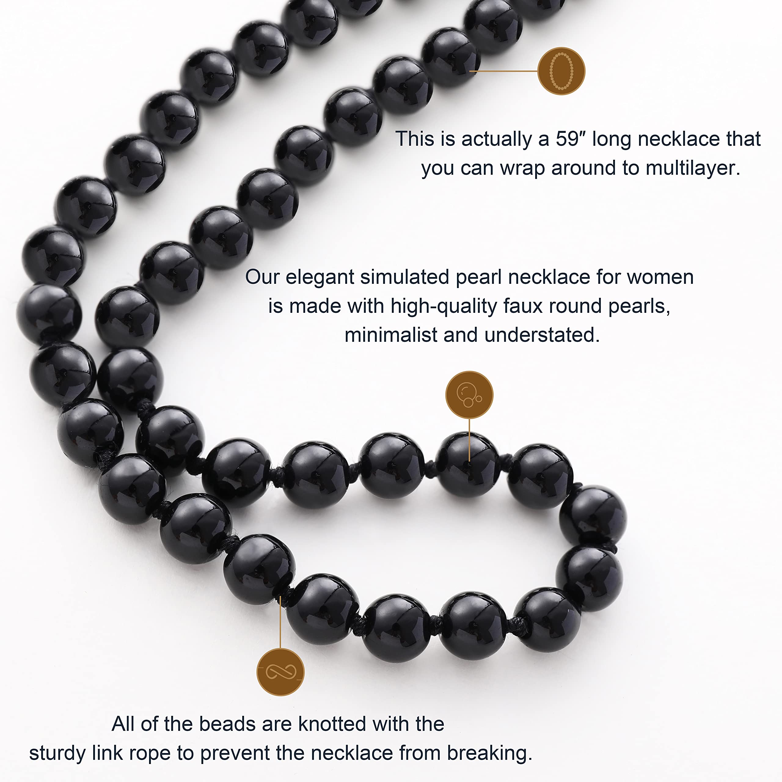 BABEYOND 36 Inch Long Faux Pearl Necklace - Vintage 1920s Gatsby Style Beaded Costume Jewelry for Women | Perfect for Flapper Dances, Themed Parties & Retro Fashion