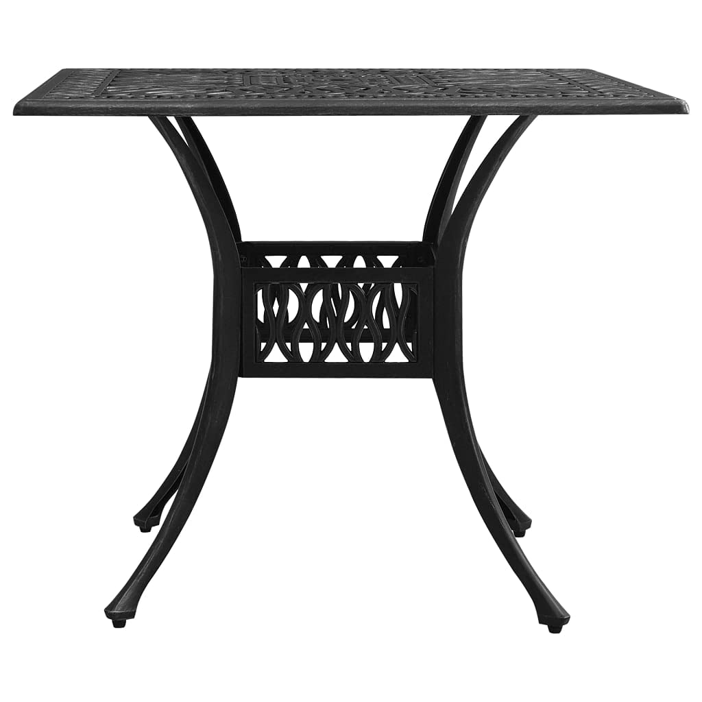 35.4 Inch Round Cast Aluminum Outdoor Dining Table with Umbrella Hole - Retro Bistro Patio Table for Garden, Backyard & Poolside - Weather-Resistant Black Metal Table (Fast Shipping)