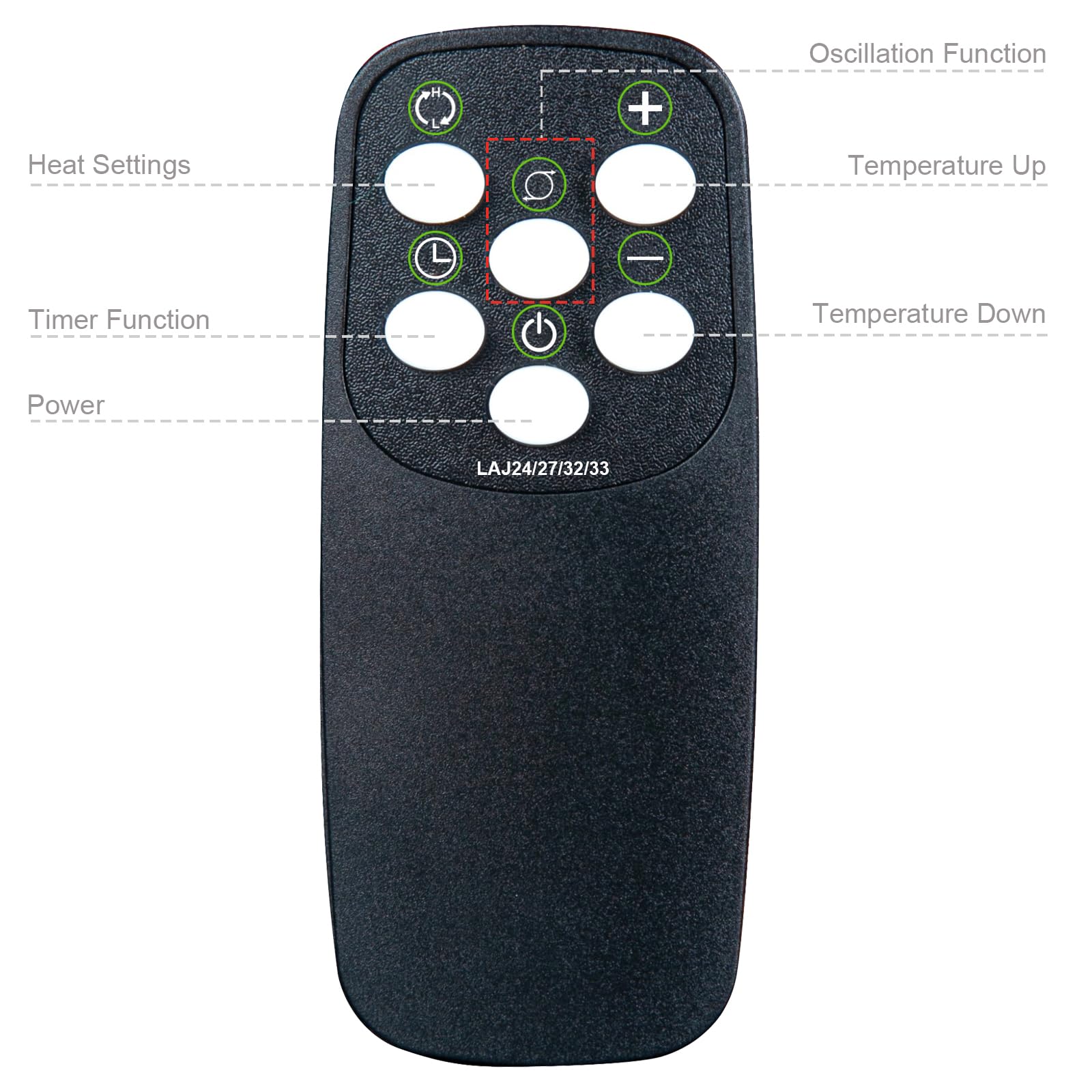Lasko 6435, CT30750 & CT30753 Tower Space Heater Replacement Remote Control - Compatible with Oscillating Ceramic Heaters - Perfect for Home, Office & Bedroom Use