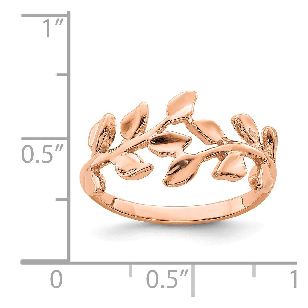 14K Rose Gold Leaf Ring Band for Women - Elegant Nature-Inspired Jewelry for Everyday Wear, Gifts & Special Occasions