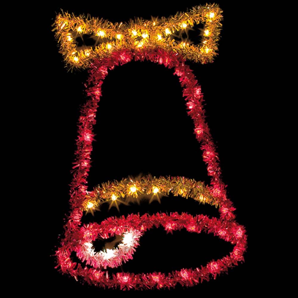 Vickerman 4ft Metallic Bell Commercial Christmas Pole Decoration with 44 LED Lights - Outdoor Holiday Decor for Storefronts, Malls, and Streets