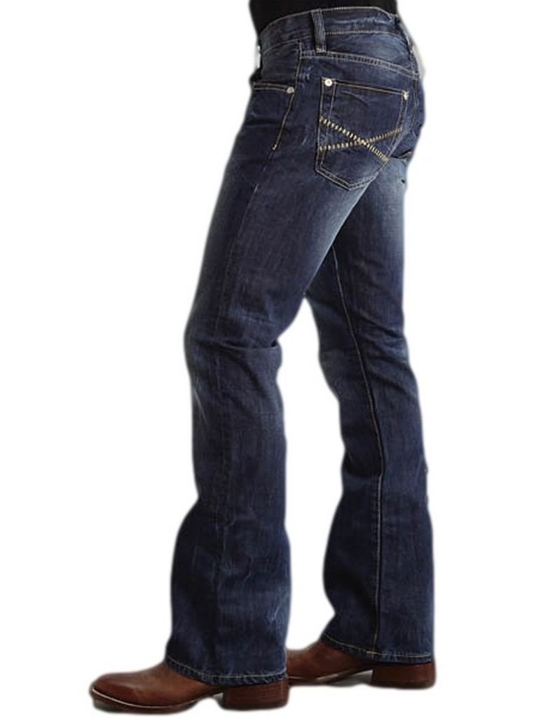 Stetson Men's Rock Fit Barbwire X Stitched Boot Cut Jeans for Big & Tall - Medium Wash Blue Denim 34W x 40L | Western Style, Cowboy Boots, Casual Wear