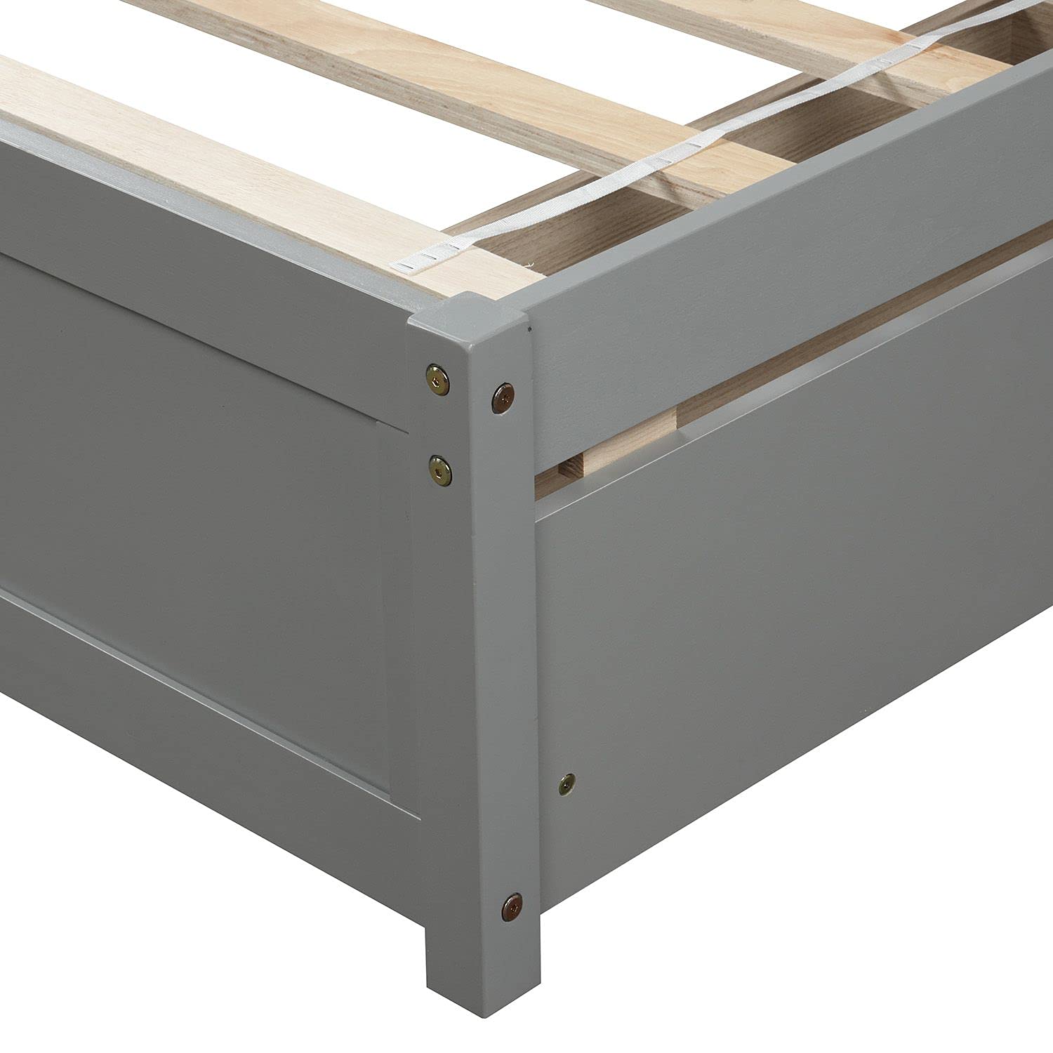 Twin Size Bed Frame with 2 Storage Drawers - Solid Wood Platform Bed Frame No Box Spring Needed - Perfect for Small Bedrooms, Guest Rooms & Dorm Rooms