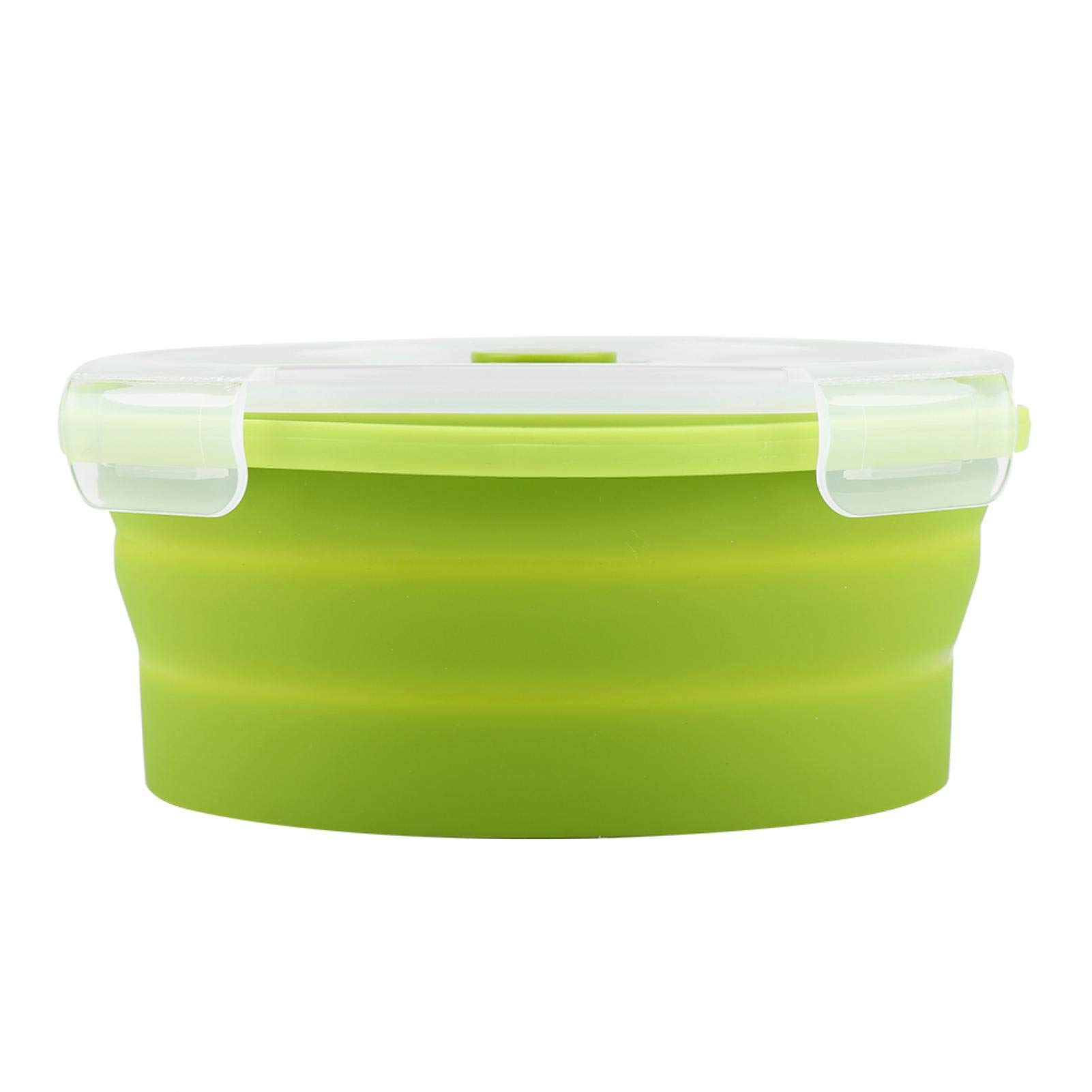 Collapsible Silicone Lunch Box 800ml - Leak-Proof Bento Box with Lid, Round Food Storage Container for School, Office, Camping & Outdoor Activities - Microwave & Dishwasher Safe
