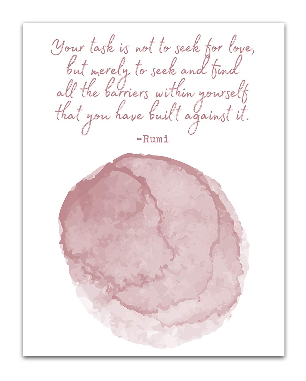 TJ Originals - Rumi Quotes Wall Art 11x14, Motivational Decor for Home & Office (Rust Pink)