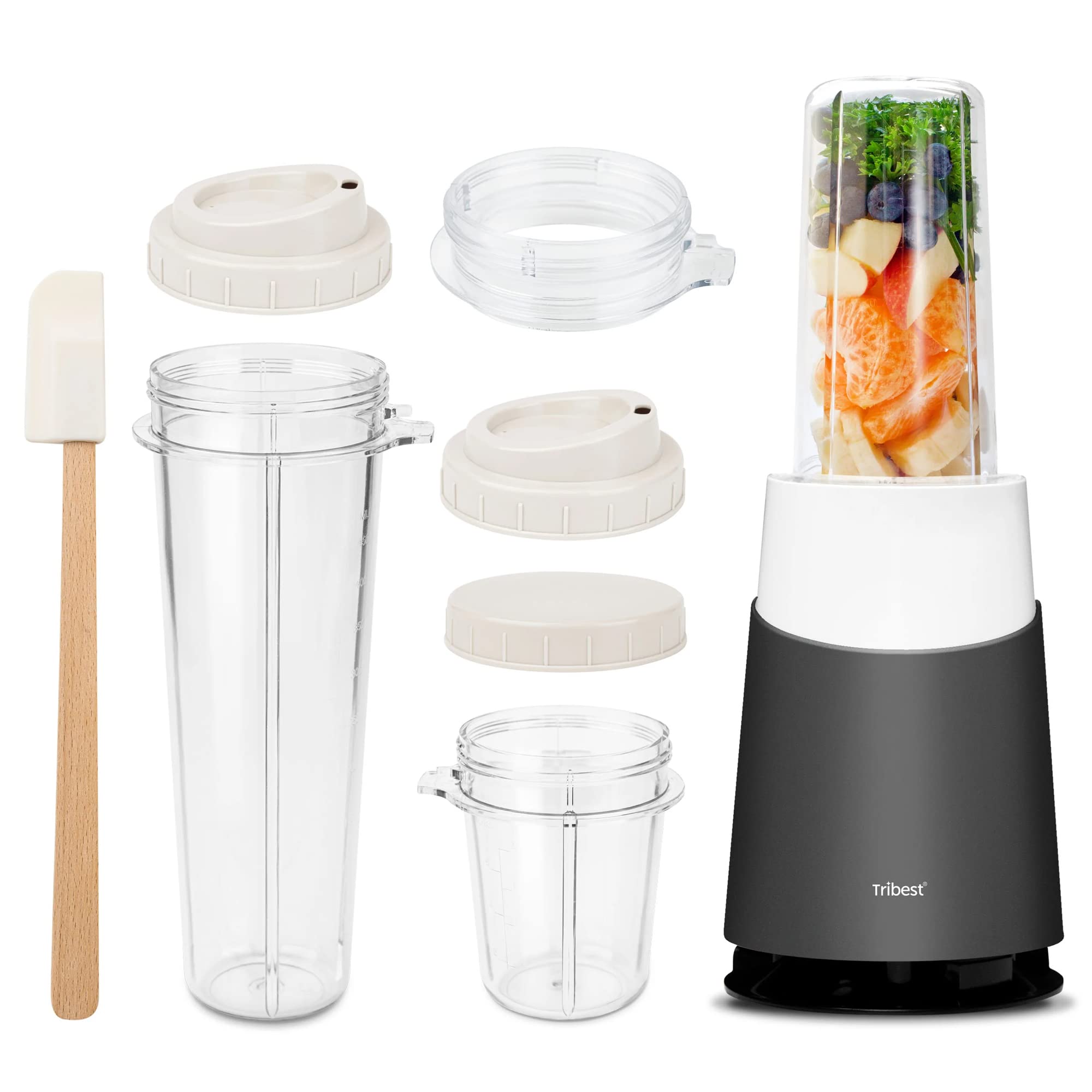 Tribest PB-410GY-A Personal Blender II - Mason Jar Ready Basic Pack Blender, Gray - Perfect for Smoothies, Protein Shakes & Meal Prep at Home, Gym or Office