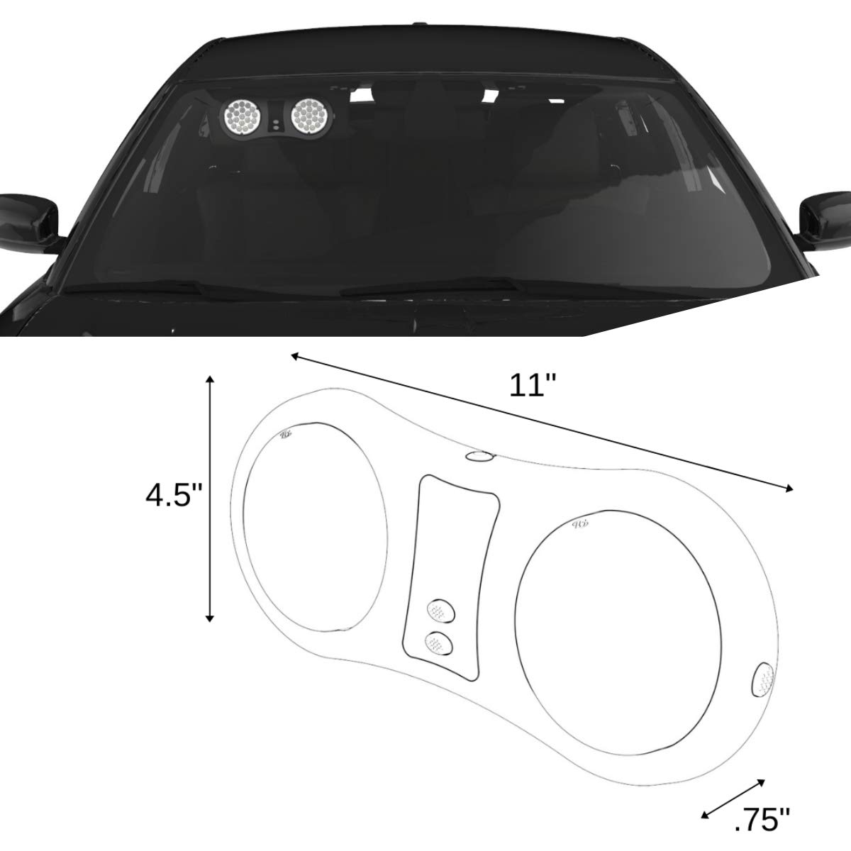 SpeedTech Arc TIR LED Flip Down Sun Visor Strobe Light - Emergency Warning Lights for Vehicles & Police with Cigarette Lighter Plug & Velcro Straps (Clear) - Perfect for Night Driving, Roadside Emergencies & Security Patrols