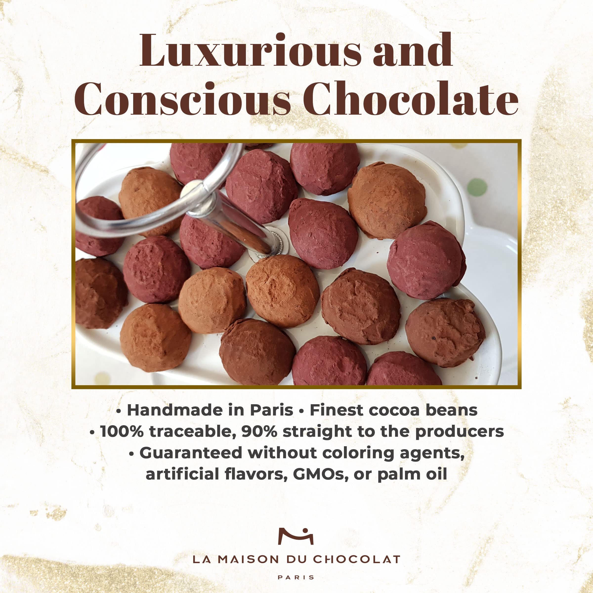 La Maison Du Chocolat Premium Gourmet Truffles Gift Box - 35pcs French Dark Chocolate with Blackcurrant & Caramel Flavors | Luxury Chocolate Gifts for Holidays, Birthdays & Corporate Events