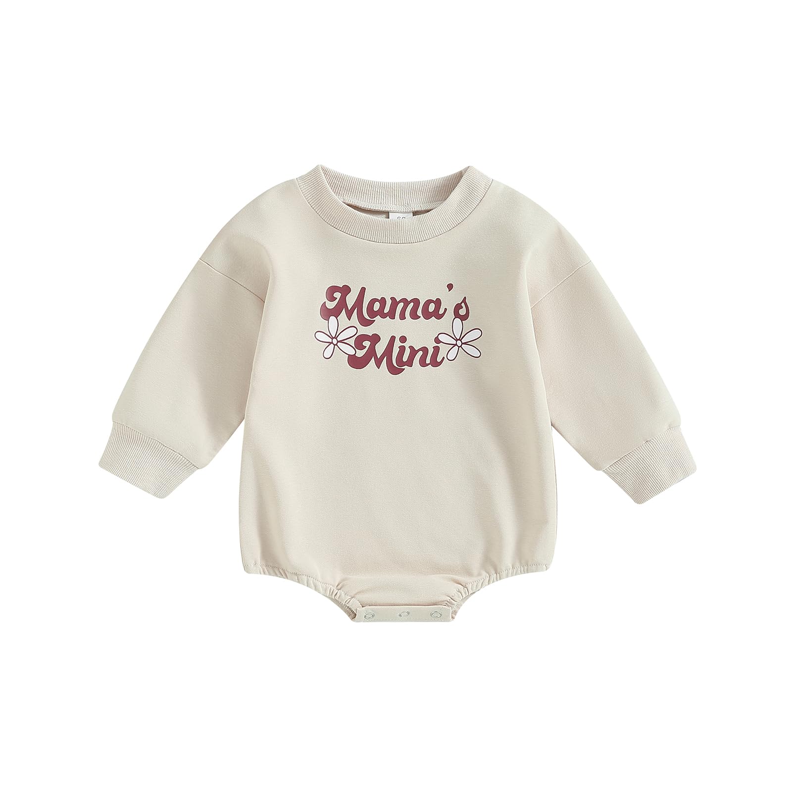 Adorable Newborn Baby Girl Long Sleeve Letter Print Sweatshirt Romper - Oversized Bubble Onesie for Fall & Winter | Perfect for Photo Shoots, Family Outings & Cozy Home Wear