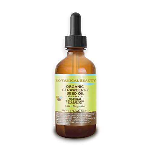 Organic Strawberry Seed Oil 100% Pure Cold Pressed - Natural Moisturizer for Skin, Hair, Lips & Nails - 1 Fl.oz (30ml) Carrier Oil - Perfect for DIY Beauty, Massage & Aromatherapy