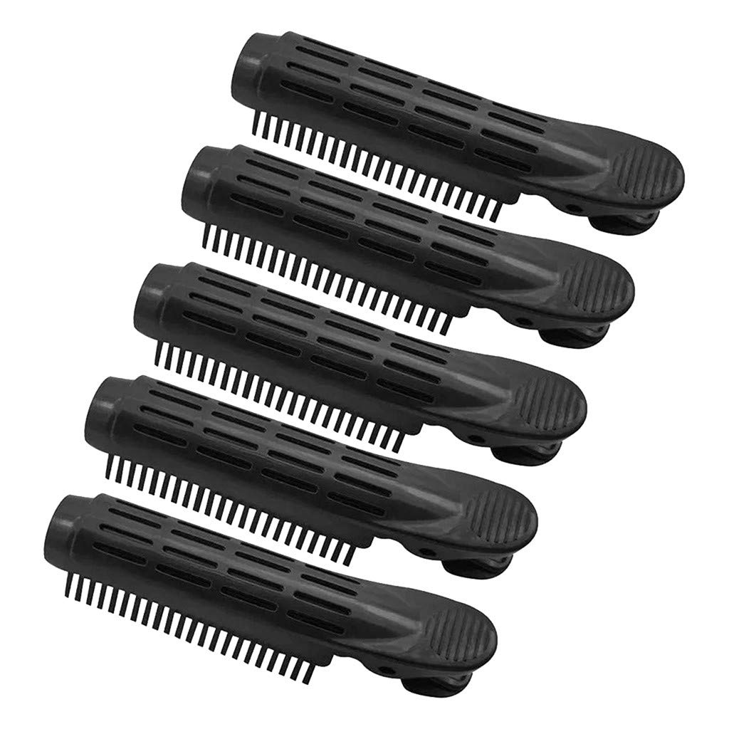 5pcs Volumizing Hair Root Clips for Natural Fluffy Hair - Self Grip Root Volume Hair Curler Clips, DIY Hair Styling Tools for Women (Black) - Perfect for Creating Volume at Home or Salon Styling