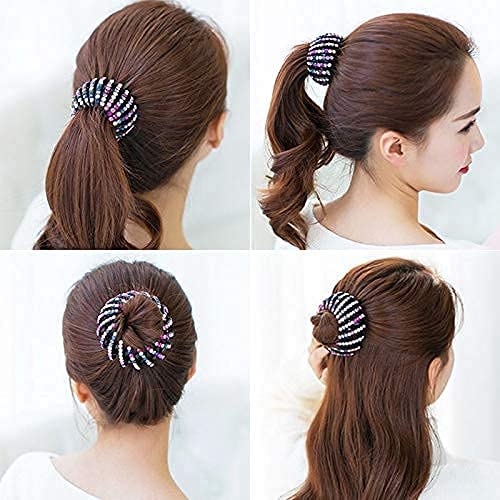INDVIK Rhinestone Bird's Nest Hair Clip - Expandable Ponytail Holder, Curling Iron Hairpin for Girls & Women | Elegant Hair Accessory for Parties, Weddings & Daily Styling (1 Piece)