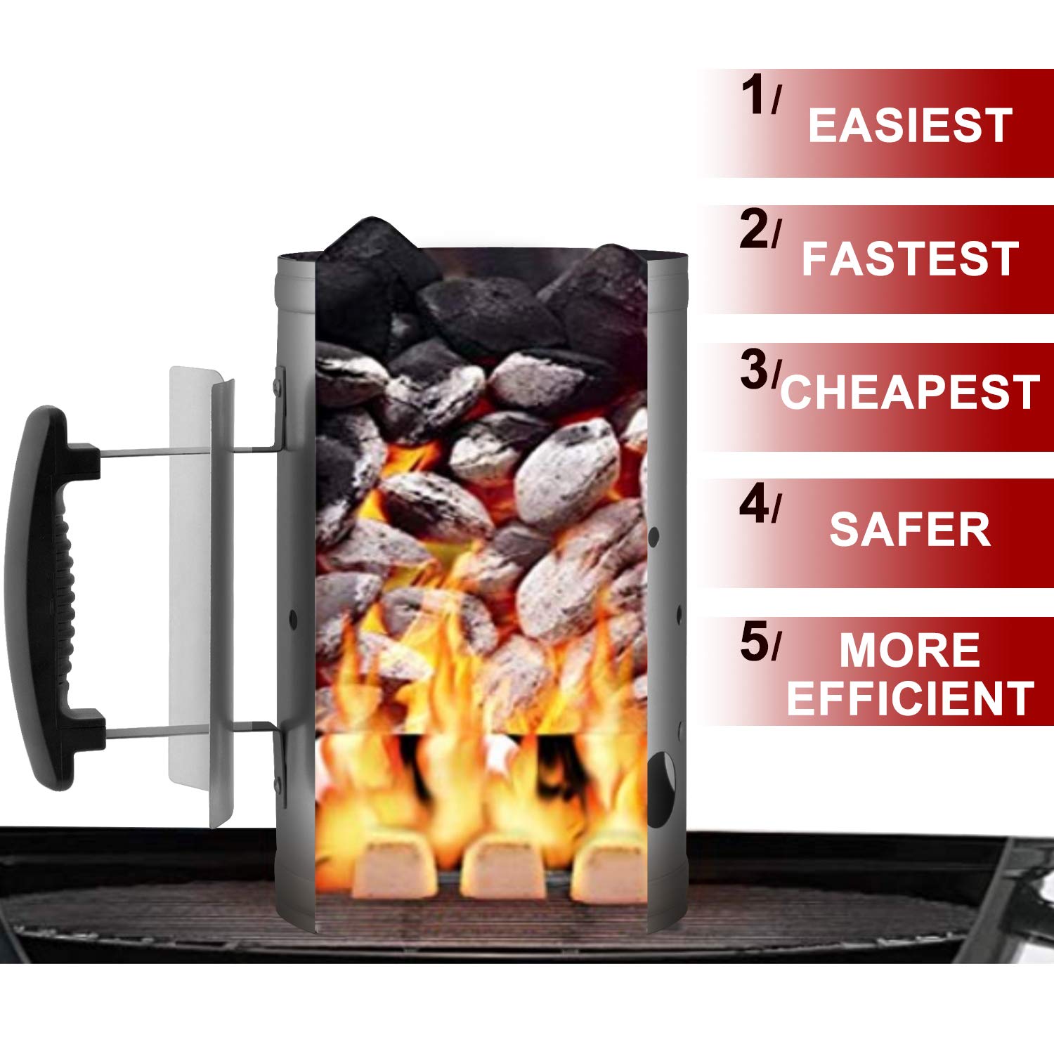 Premium Charcoal Chimney Starter for BBQ Grill - Fast & Safe Fire Starter for Charcoal Briquettes | Perfect for Outdoor Cooking, Camping, Backyard Grilling & Tailgating Accessories