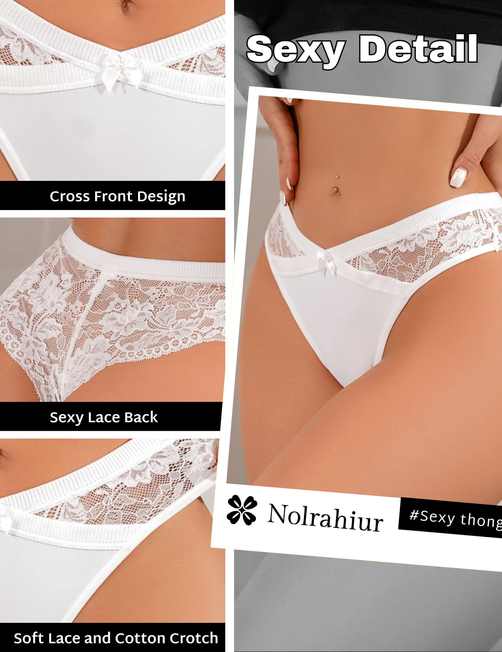 Sexy Satin Thong Panties for Women - Lace Tanga Cheeky Underwear with V-Waist & Cotton Crotch - Plus Size Hipster Briefs - Perfect for Date Night, Lingerie Gift & Everyday Comfort