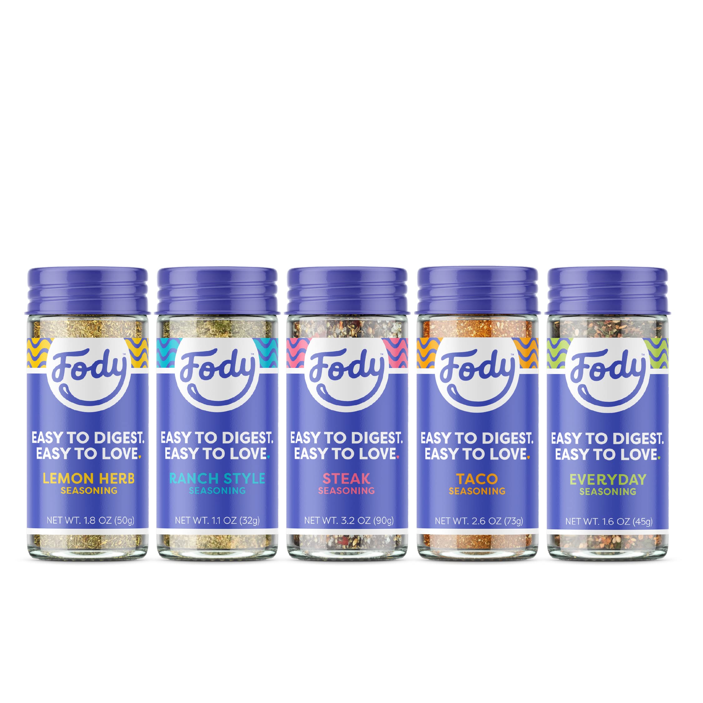 Fody Foods Low FODMAP Certified Seasoning Variety Pack (5-Pack) - Gut Friendly, IBS Safe Spices for Grilling, Cooking & Meal Prep - Perfect for Sensitive Diets & Digestive Health
