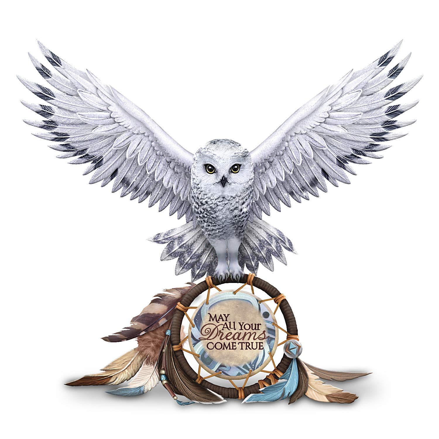 The Hamilton Collection Jody Bergsma Hand-Painted Owl and Dreamcatcher Figurine - May All Your Dreams Come True - Perfect for Home Decor, Gift Giving & Spiritual Inspiration