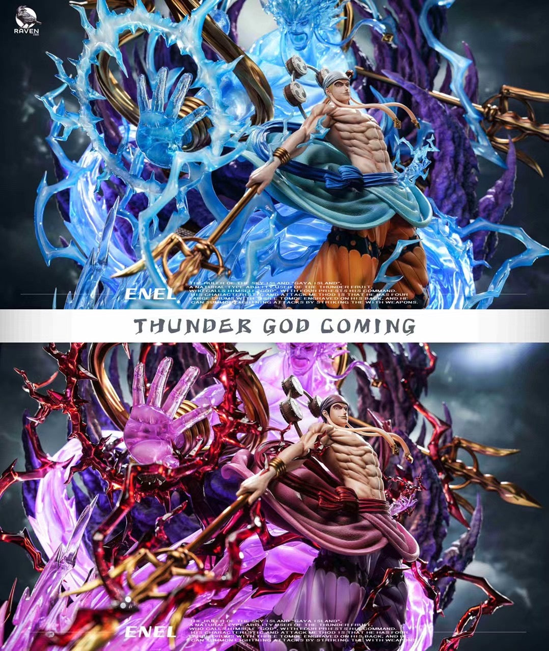 Raven Studio Enel God of Thunder Anime Figure - One Piece Collectible Statue for Fans | Perfect for Home Display, Office Decor, and Anime Gift Giving
