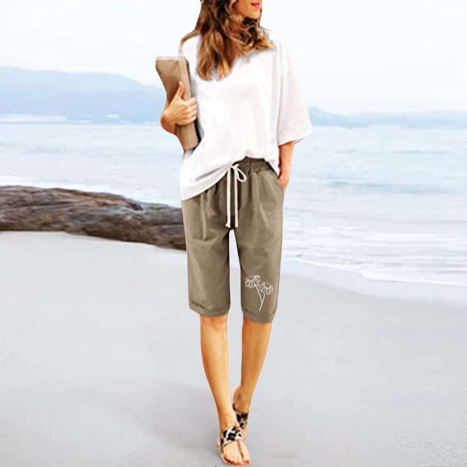 Women's Bermuda Shorts - Stretchy Cotton Summer Shorts with Pockets | Casual & Comfy for Outdoor Activities