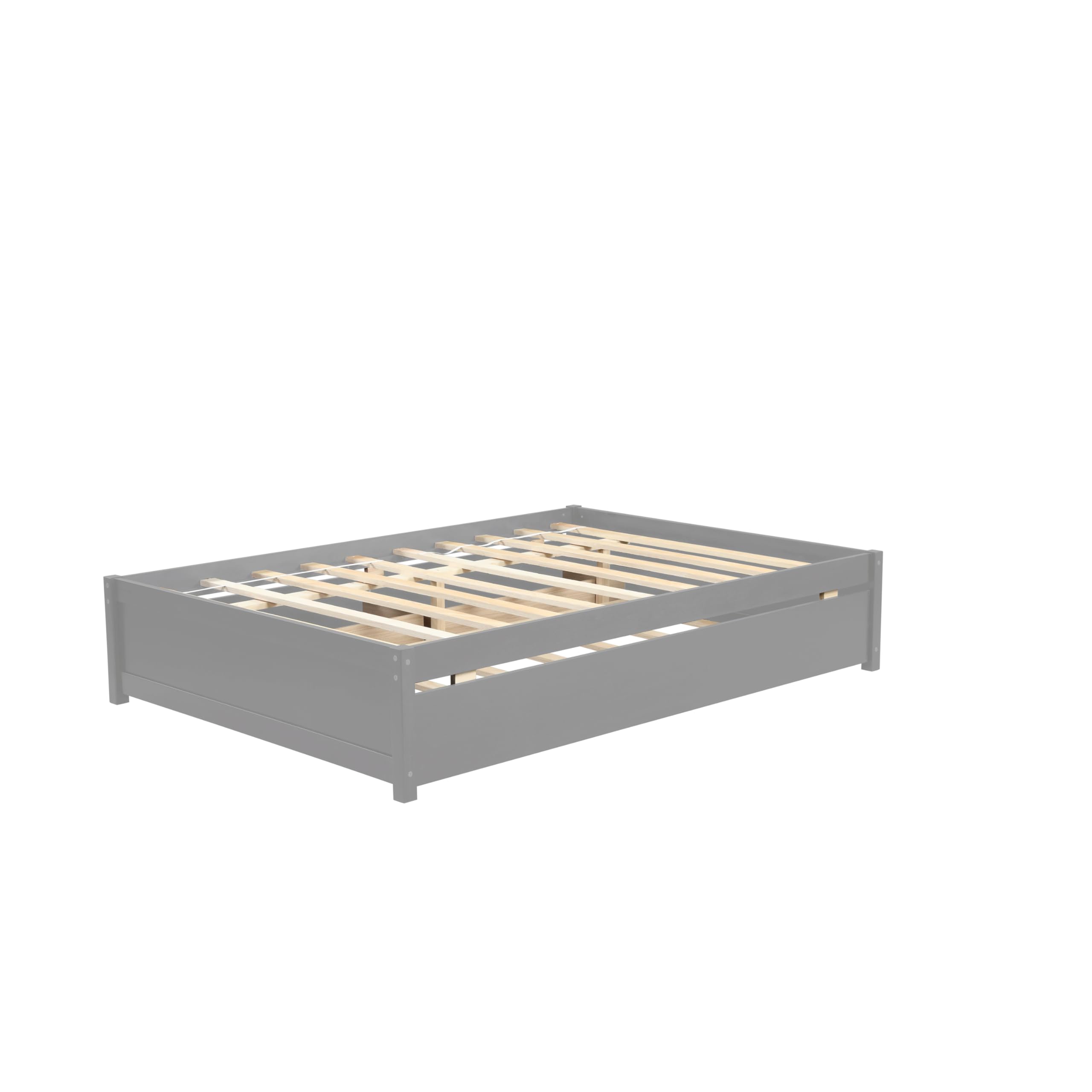 Solid Wood Full Size Platform Bed Frame with Trundle & Storage Drawers - Grey Captain Bed for Kids, Teens & Adults - Perfect for Small Spaces, Guest Rooms & Dormitories