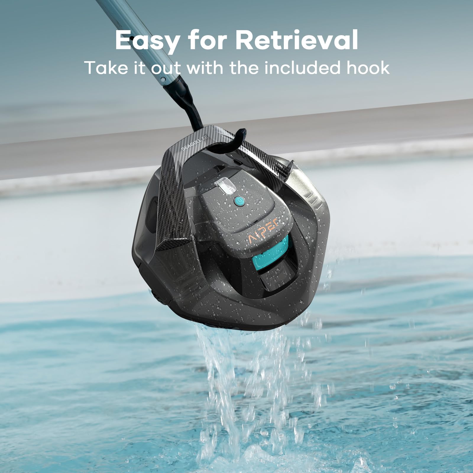 AIPER Seagull SE Cordless Robotic Pool Cleaner for Above Ground Pools up to 40ft - Automatic Pool Vacuum with Self-Parking Technology, Lightweight Design - Perfect for Inground & Above Ground Swimming Pool Maintenance