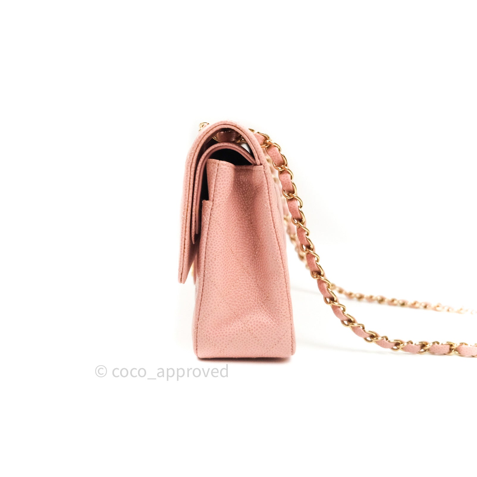 Chanel Classic Medium Double Flap Bag in Pink Caviar Leather with 24K Gold Hardware - Luxury Designer Handbag for Women, Perfect for Parties, Weddings & Everyday Elegance