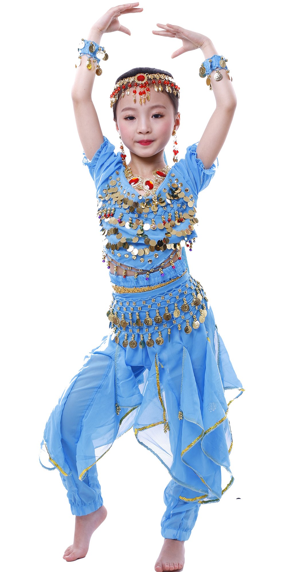 Astage Women's Belly Dance Costume Set - Long Sleeve Embellished Top & Flowy Pants for Professional Performances & Practice | Perfect for Stage Shows, Dance Classes & Cultural Events