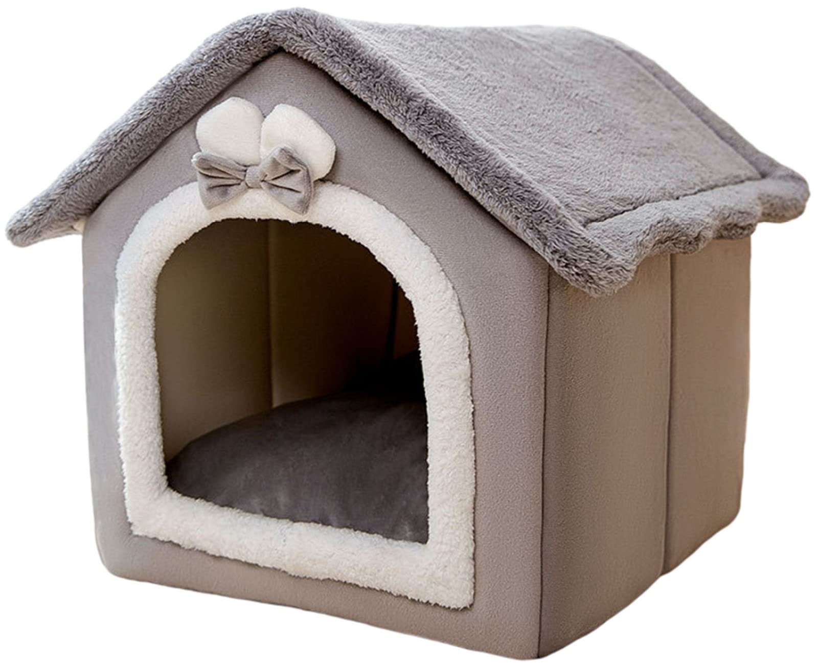 WEDSF Insulated Waterproof Outdoor Cat Bed - Winter-Proof Feral Cat House & Indoor Dog Kennel for Small Dogs, Weather-Resistant, Grey - Perfect for Backyards, Garages & Patios