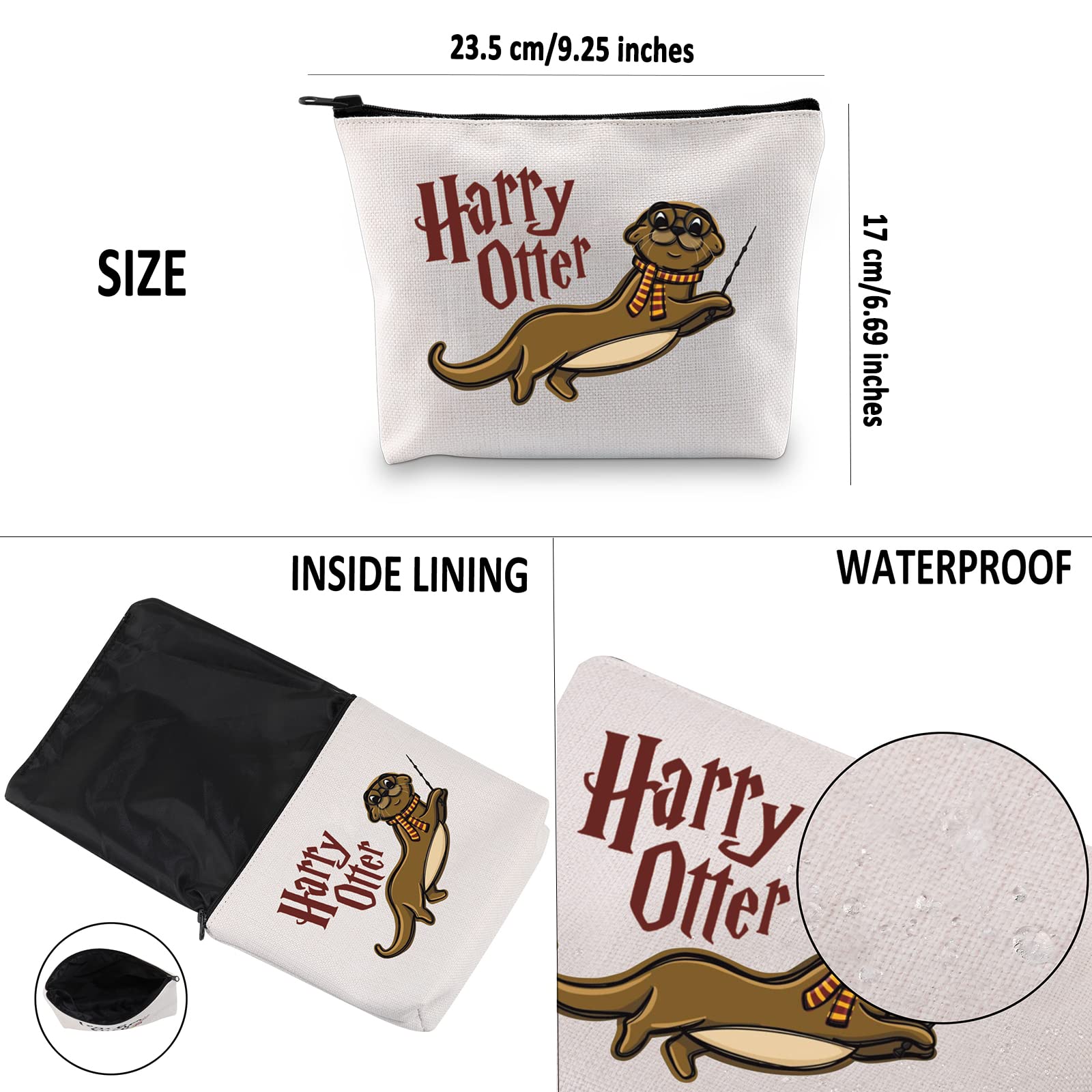 Harry Otter Makeup Bag - Waterproof Cosmetic Travel Pouch for Animal Lovers - Beach & Gym Use