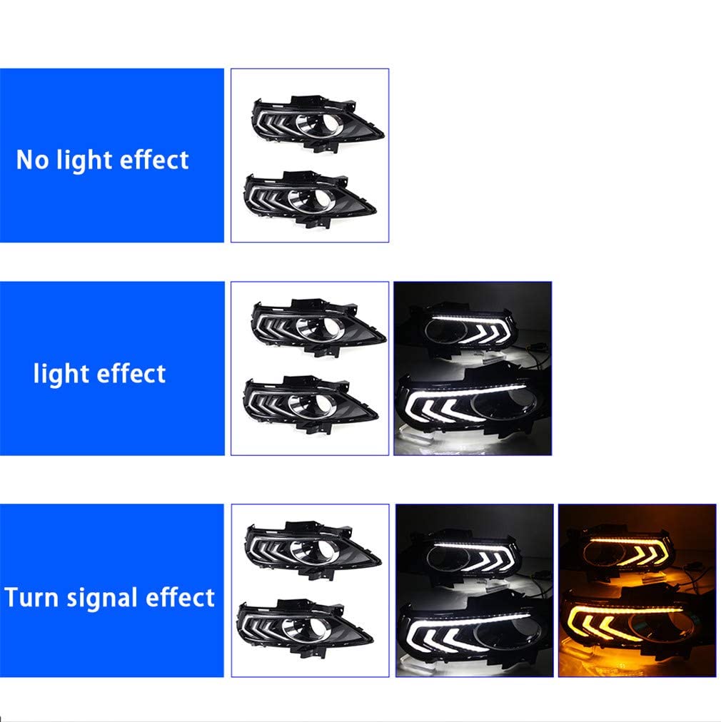 2013-2016 Ford Fusion Ultra Bright DRL Daytime Running Lights - LED Fog Lamps with Clear Lens for Front Bumper & Sidemarker | Perfect for Night Driving & Enhanced Visibility