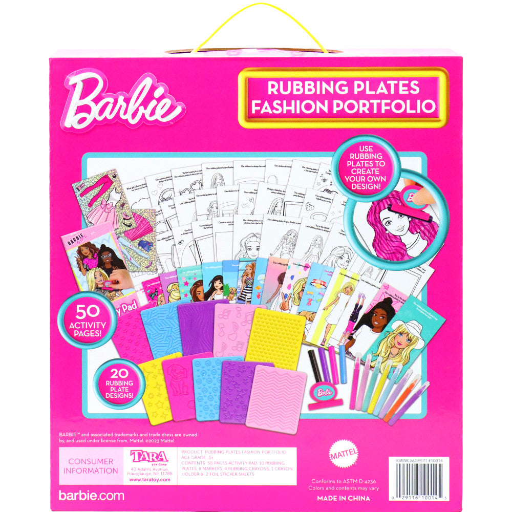 Barbie Fashion Creation Portfolio with Rubbing Plates - Design & Customize Outfits for Kids | Creative Dress-Up Play & DIY Fashion Design for Girls