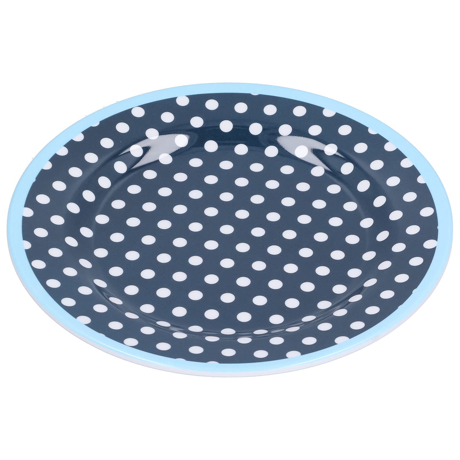 Gransun 10-Inch Decorative Dinner Plates - Reusable Porcelain Dessert Plates for Fruits, Cakes, Salads, Candies & Snacks (Dark Blue Dots) - Perfect for Parties, Weddings & Daily Dining