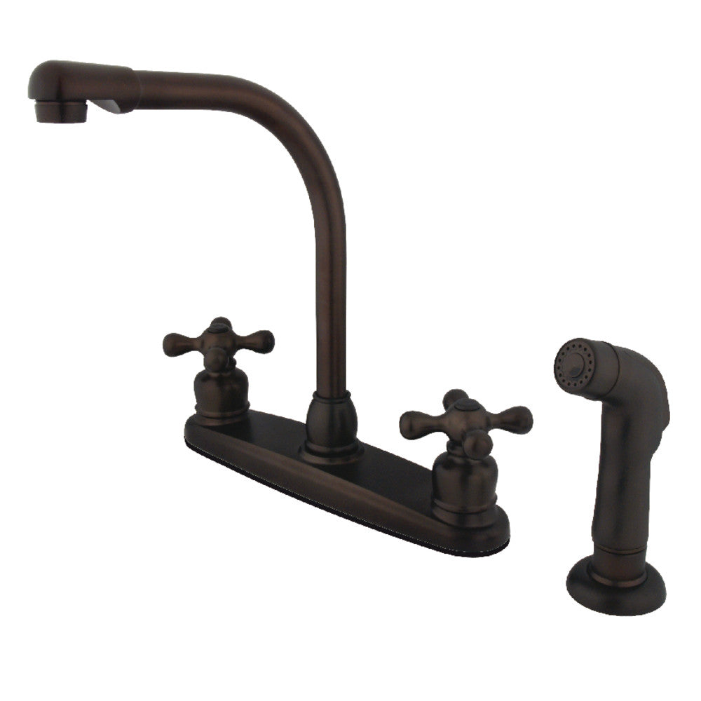 Kingston Brass KB711AXSP Victorian Centerset Kitchen Faucet - Elegant Single Handle Pull-Down Sprayer with High Arc Spout for Modern Farmhouse & Traditional Kitchens