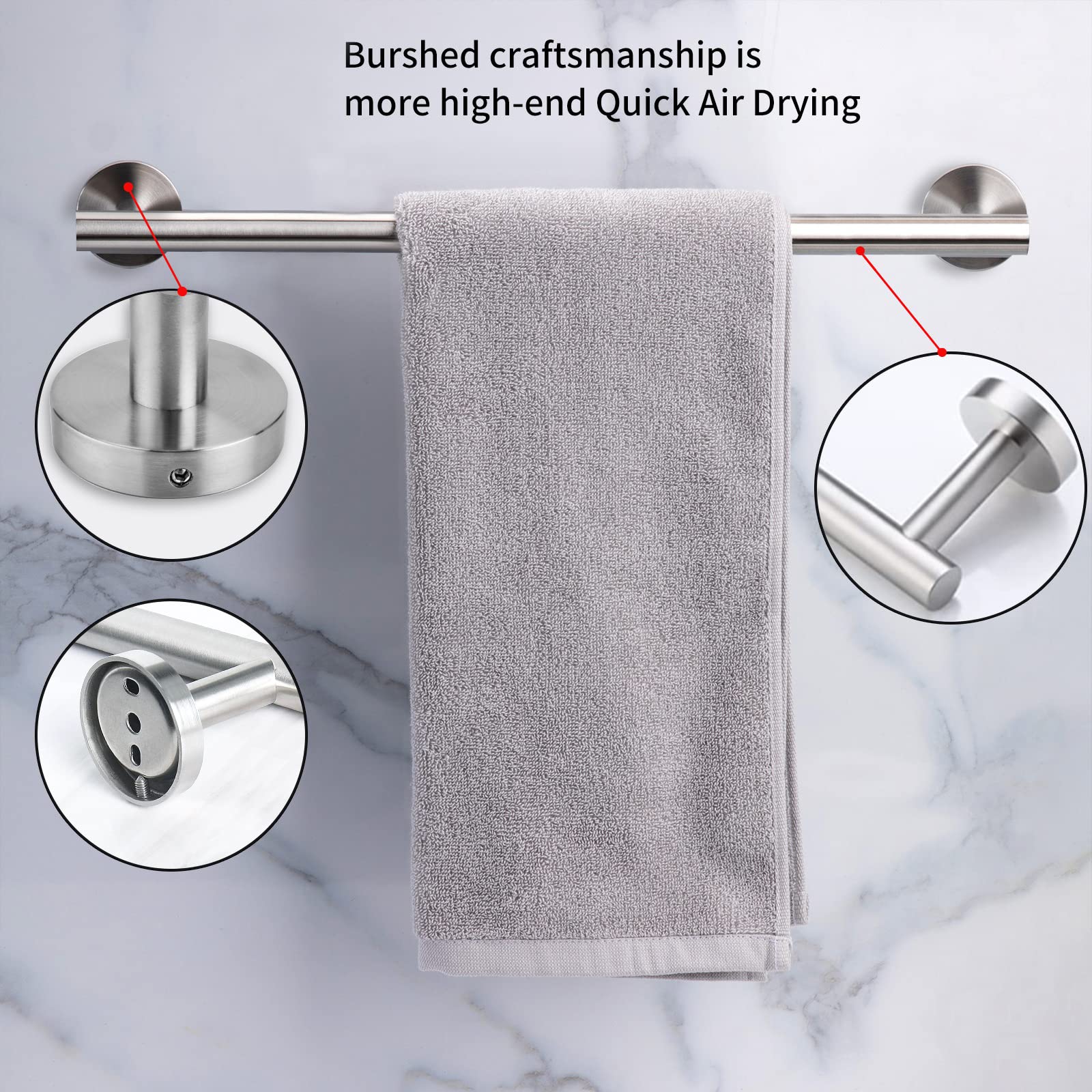 10-Piece Brushed Nickel Bathroom Accessories Set - 16