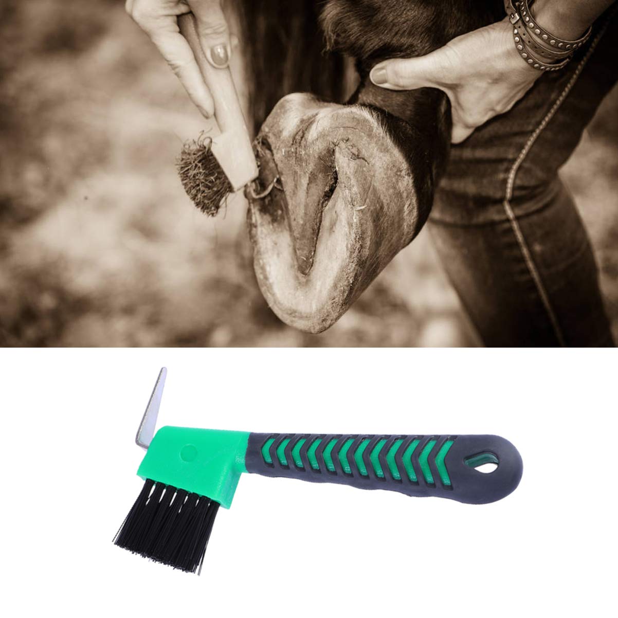 Totority Soft Grip Hoof Pick & Brush - Deluxe Horse Grooming Tool for Cleaning & Maintenance | Portable Hoof Cleaner for Horses | Perfect for Stable, Trail Riding & Show Preparation