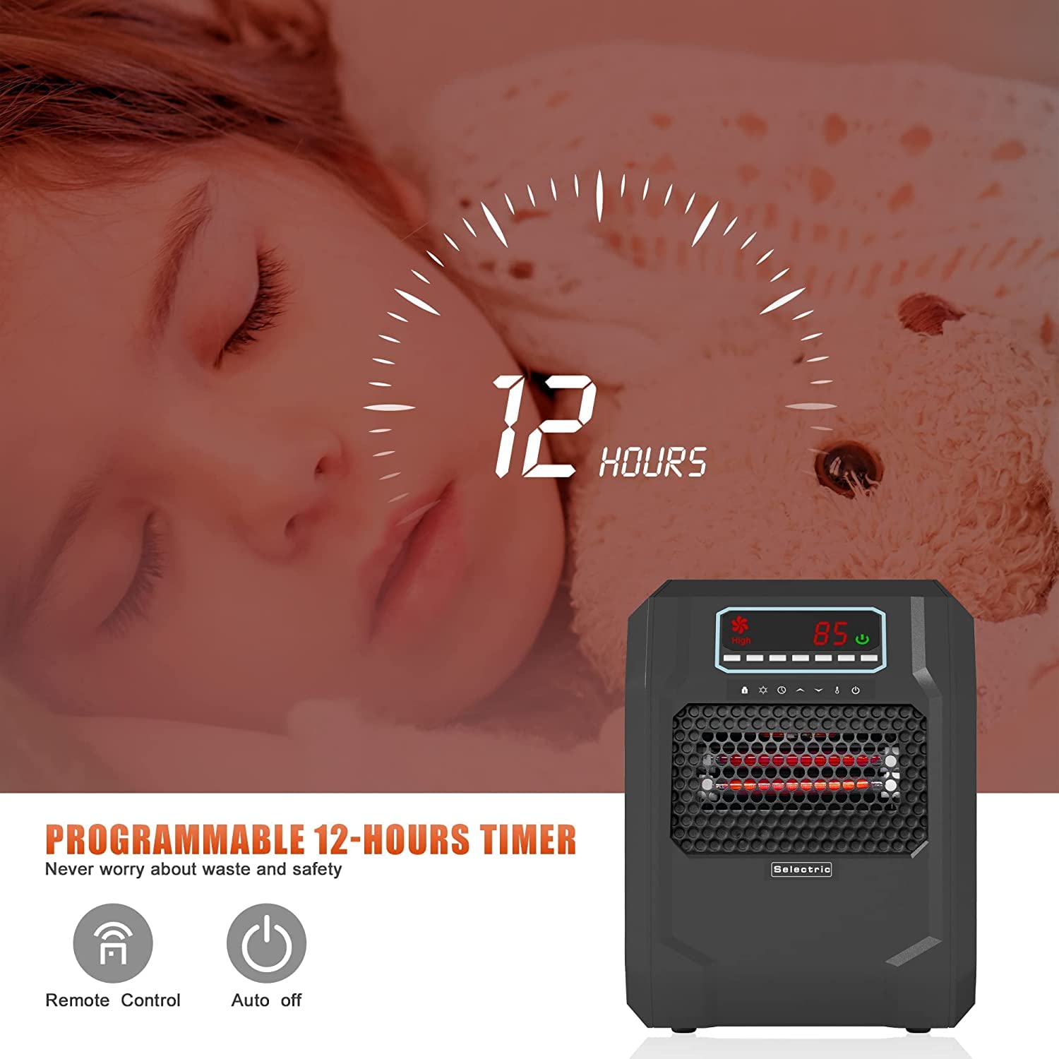 VOLTORB Freestanding Portable Electric Space Heater with LED Display & Remote Control - 1500W Fast Heating, Fan Only Mode, Quiet Operation for Bedroom, Office, Indoor Use - Energy Efficient Black Heater for Winter & Cold Weather