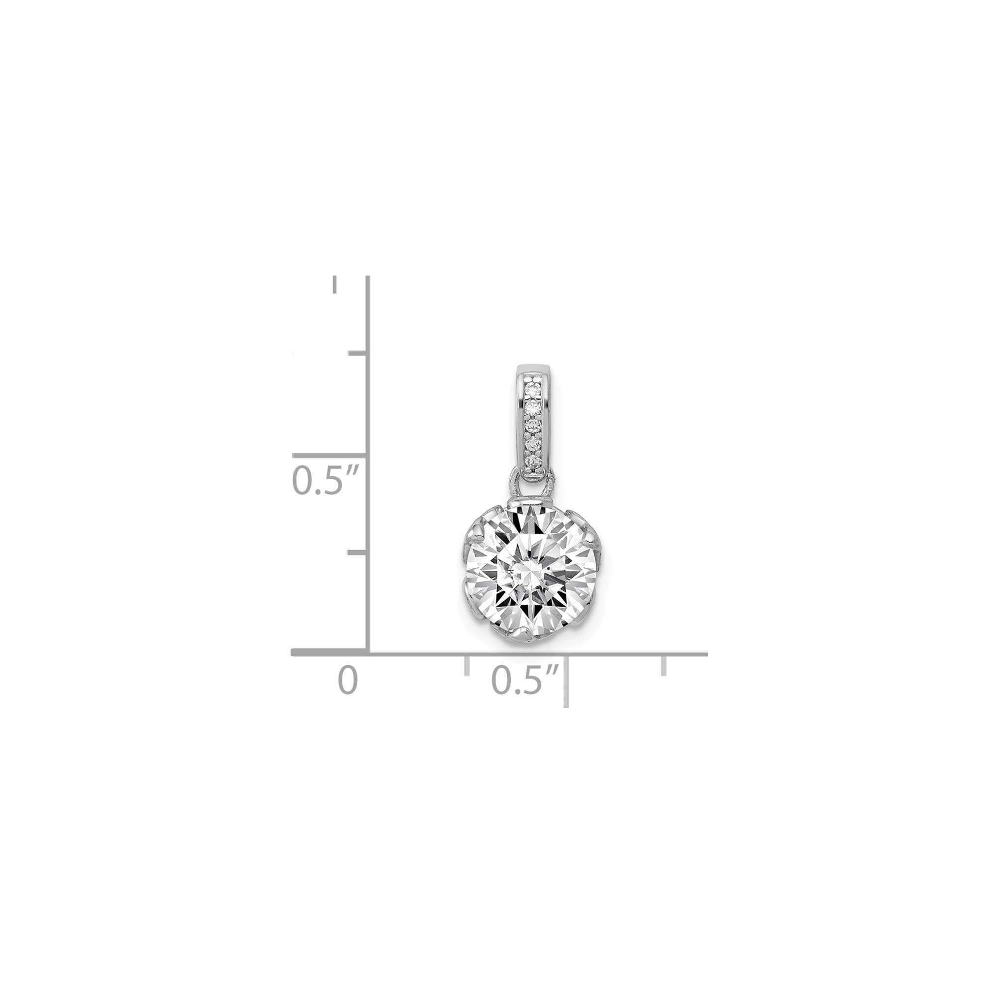 10K White Gold CZ Pendant Necklace - Elegant Tiara Collection Polished Cubic Zirconia Jewelry for Women - Perfect for Weddings, Anniversaries & Special Occasions