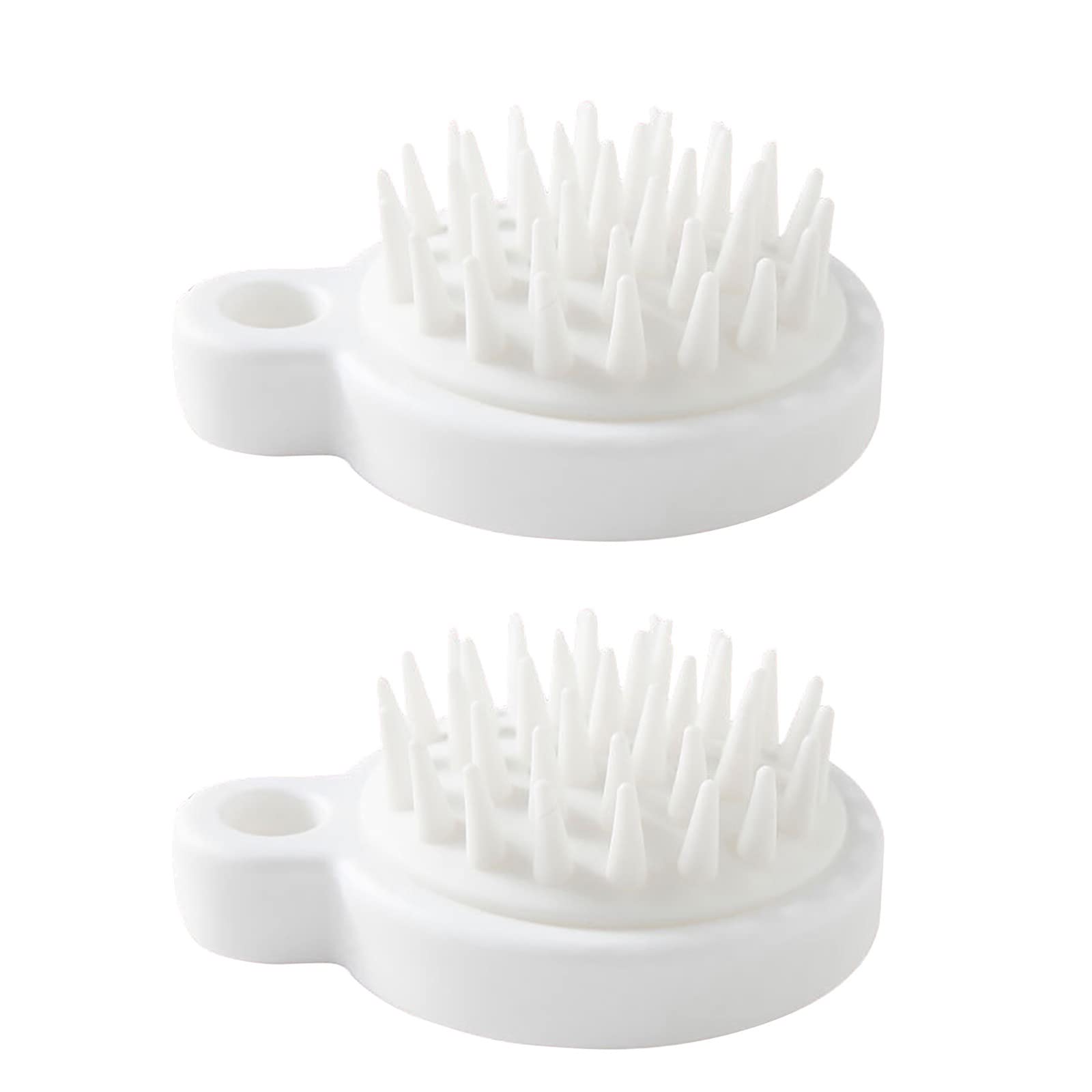 2-Piece Scalp Massage Brush Set - Silicone Hair Comb & Meridian Massager for Deep Cleansing & Relaxation - Perfect for Shower, Spa & Home Hair Care (White, One Size)