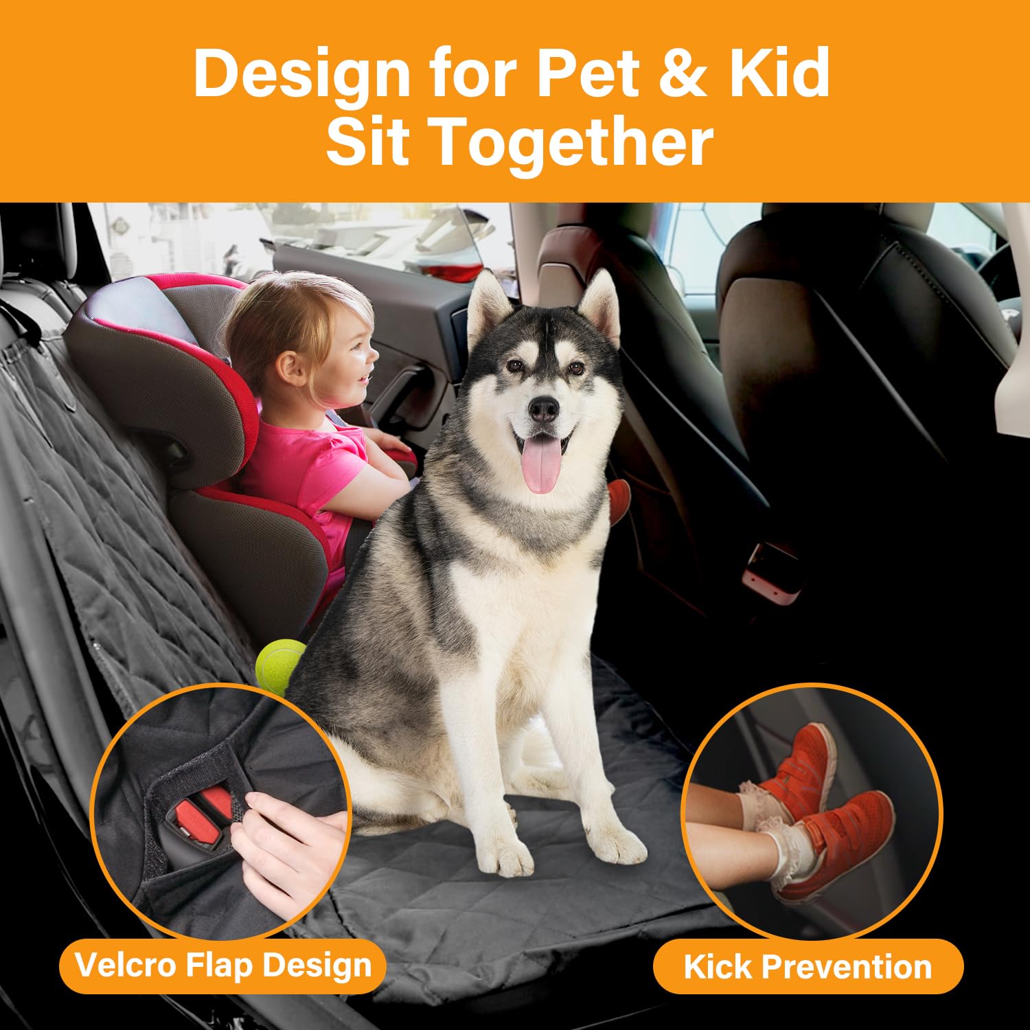 Simple Deluxe Waterproof Dog Car Seat Cover with Mesh Window & 3 Storage Pockets - Durable Scratchproof Nonslip Pet Hammock for Cars, Trucks & SUVs | Universal Fit for Travel, Road Trips & Daily Commutes