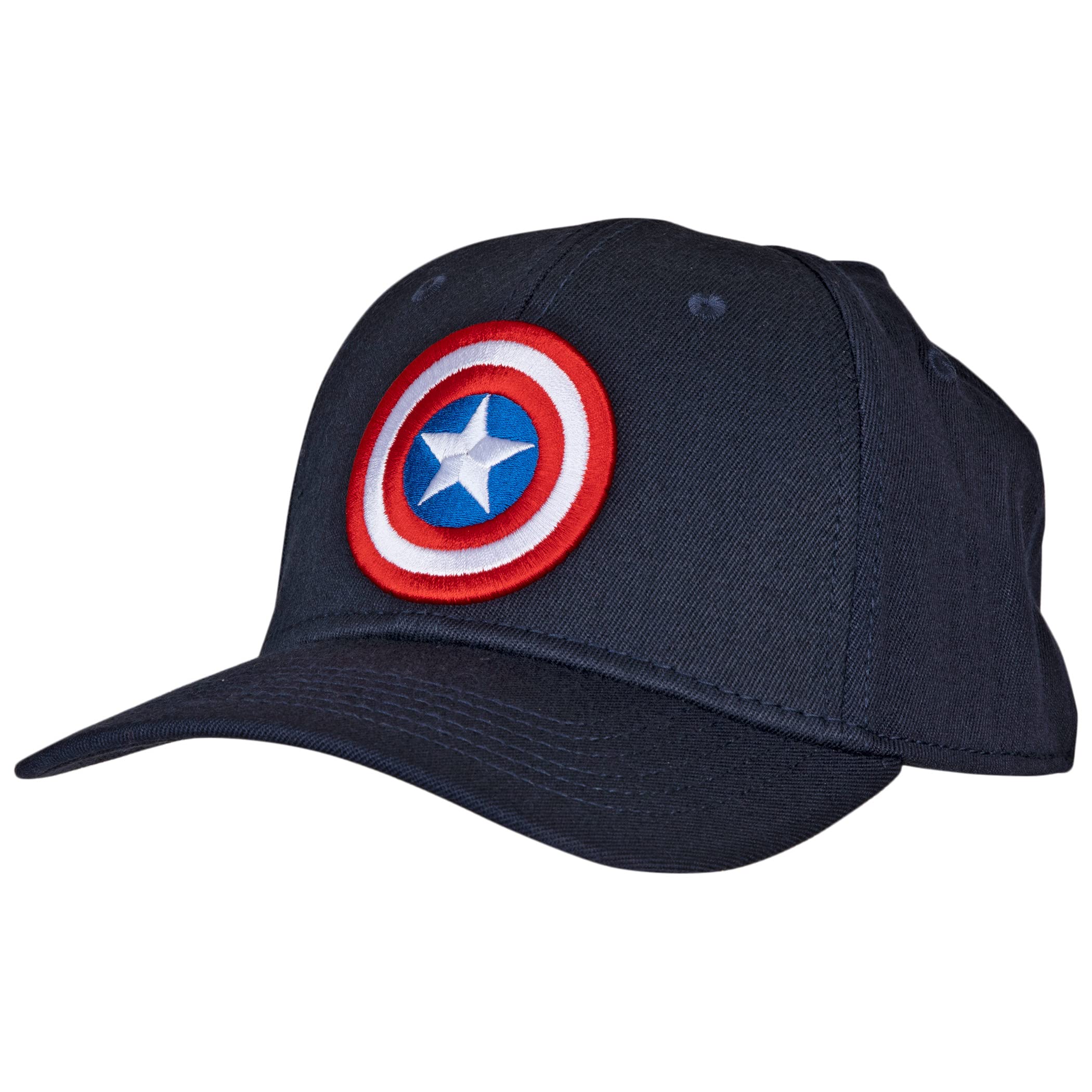 Marvel Captain America Shield Symbol Fitted Dad Hat - Adjustable Blue Baseball Cap for Men & Women - Perfect for Cosplay, Comic Con & Superhero Fans