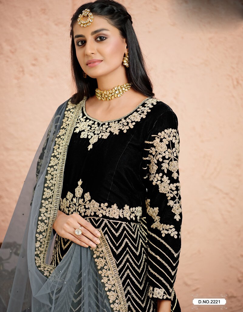 Black Velvet Anarkali Suits for Women - Elegant Indian Party Wear & Festive Occasions