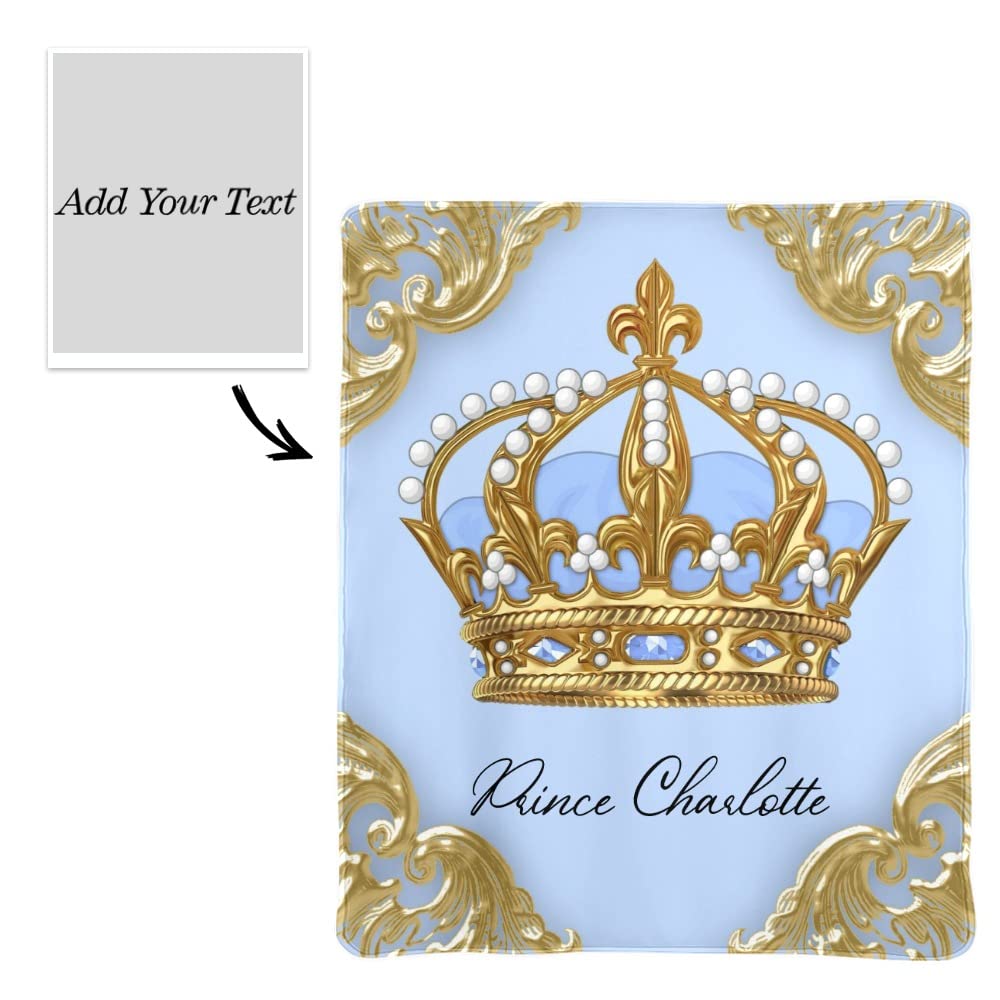 Personalized Gold Prince Crown Fleece Blanket 50
