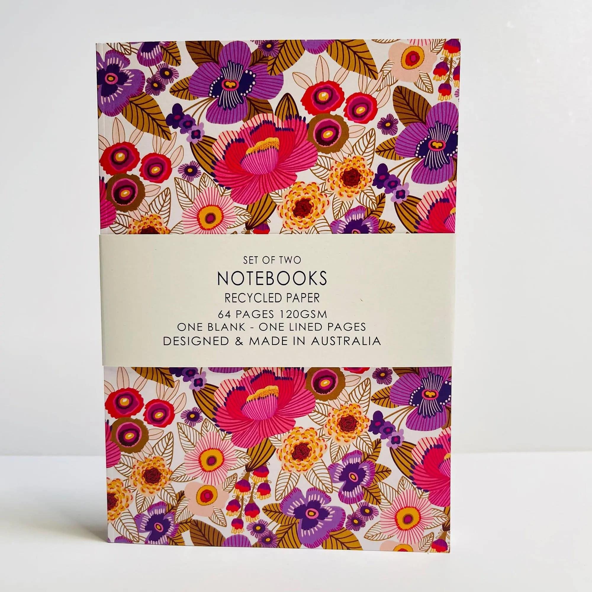 Viola Flowers A5 Notebook Set - 3 Pack Lined Journal for Writing, Note Taking, School & Office Use - Floral Design Hardcover Diary for Women & Girls - Perfect Gift Idea for Students & Professionals