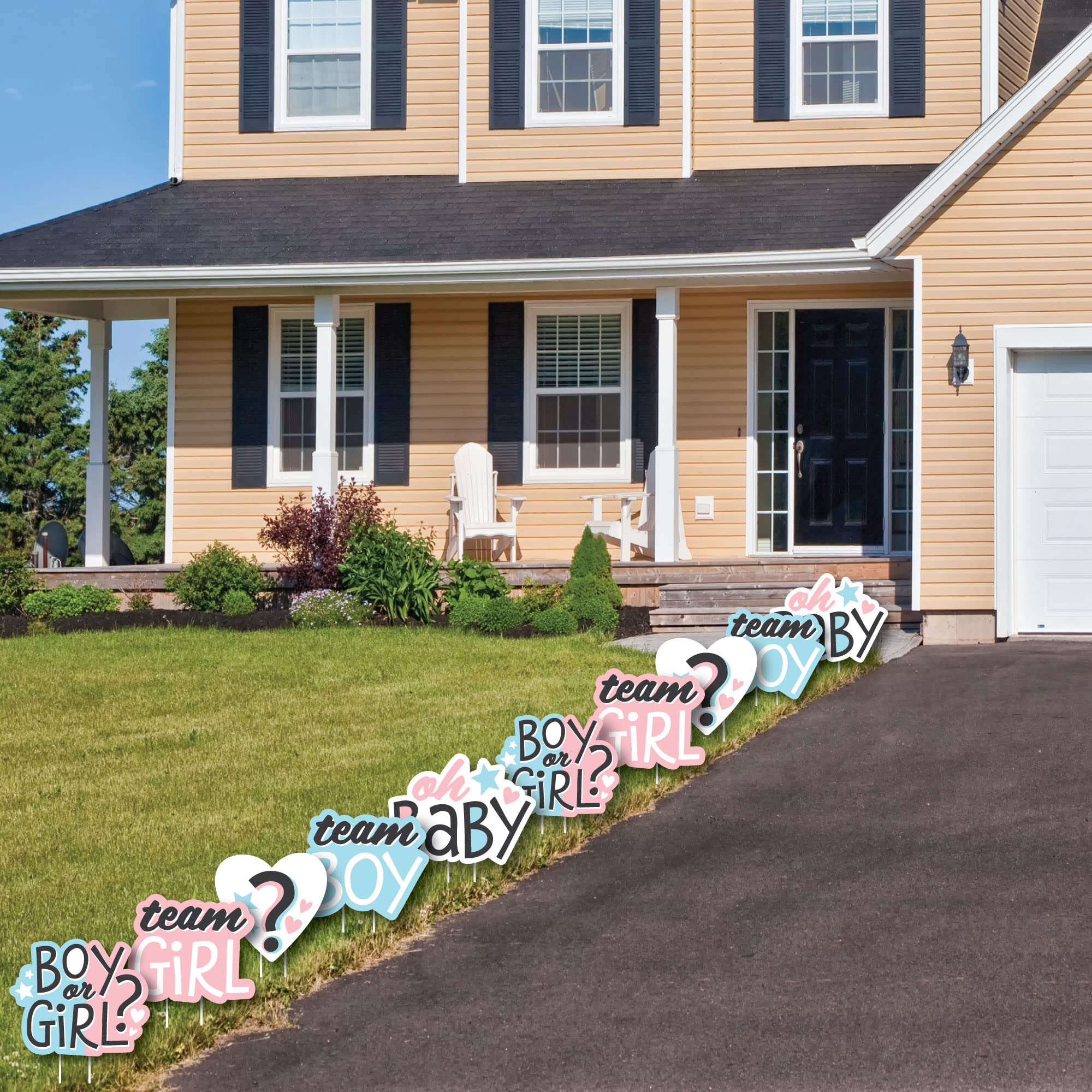 Big Dot of Happiness Baby Gender Reveal Lawn Decorations - Outdoor Boy or Girl Party Yard Signs - 10-Piece Set for Gender Reveal Party, Baby Shower & Backyard Celebration
