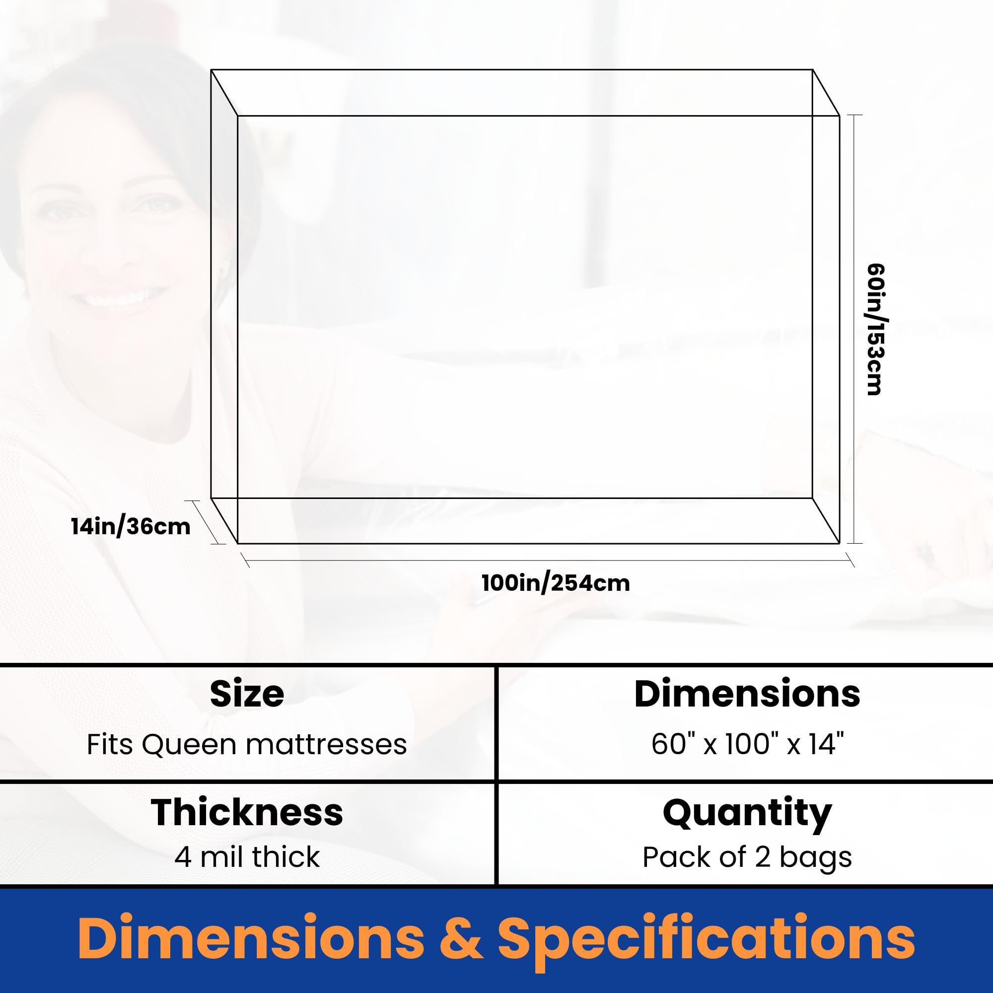 VicMore 2-Pack Queen Size Heavy-Duty Waterproof Mattress Protector - Tear-Resistant Plastic Mattress Cover for Moving, Storage & Bed Bug Protection - Clear Transparent Mattress Pad Fits 8-21